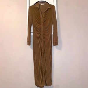 COCKTAIL HOUR TAUPE MIDI DRESS